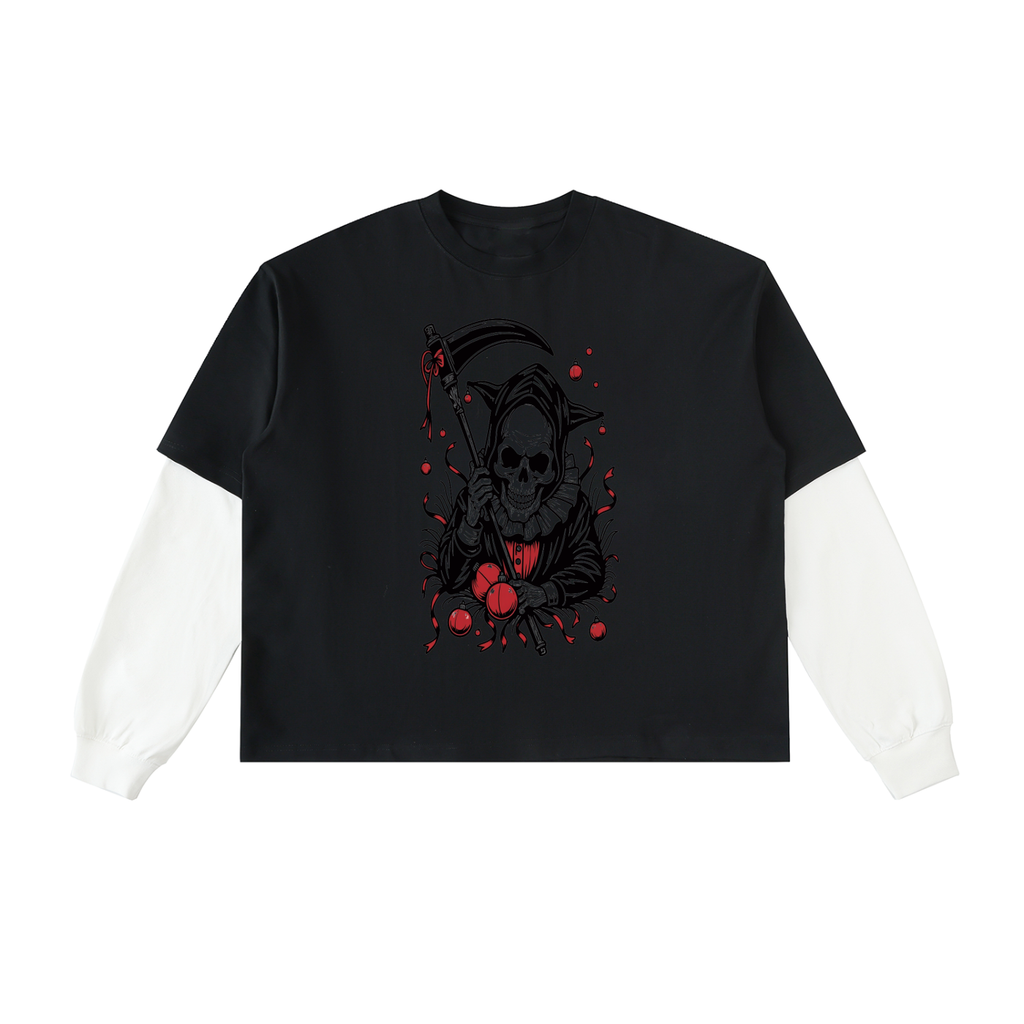 Layered Contrast Sleeve Cotton T-Shirt
