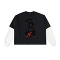 Layered Contrast Sleeve Cotton T-Shirt