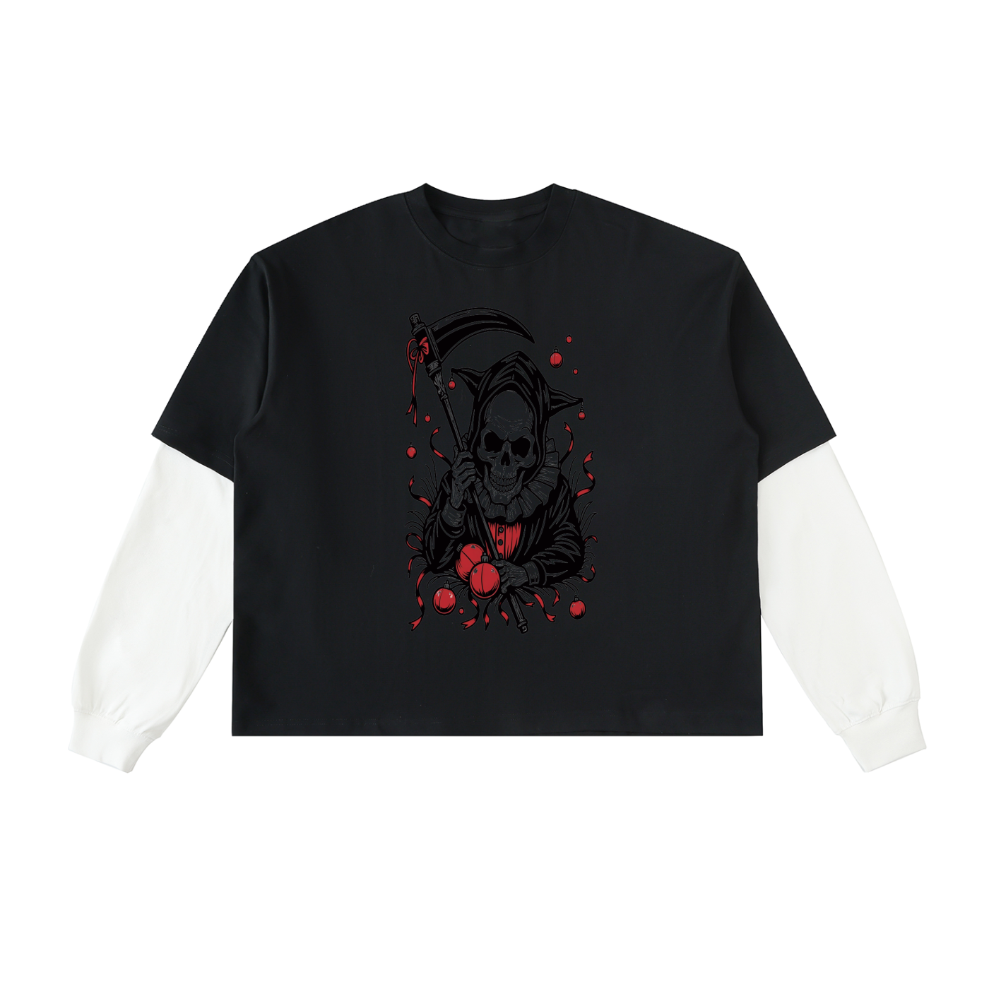 Layered Contrast Sleeve Cotton T-Shirt
