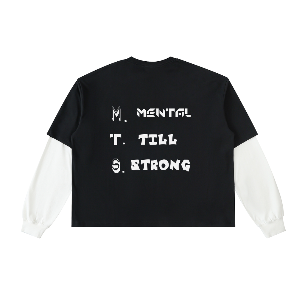 Layered Contrast Sleeve Cotton T-Shirt