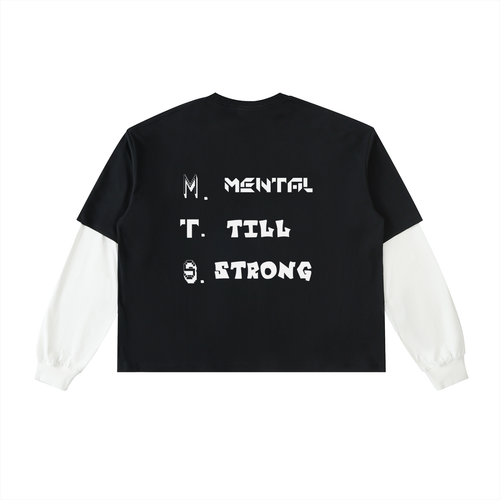 Layered Contrast Sleeve Cotton T-Shirt